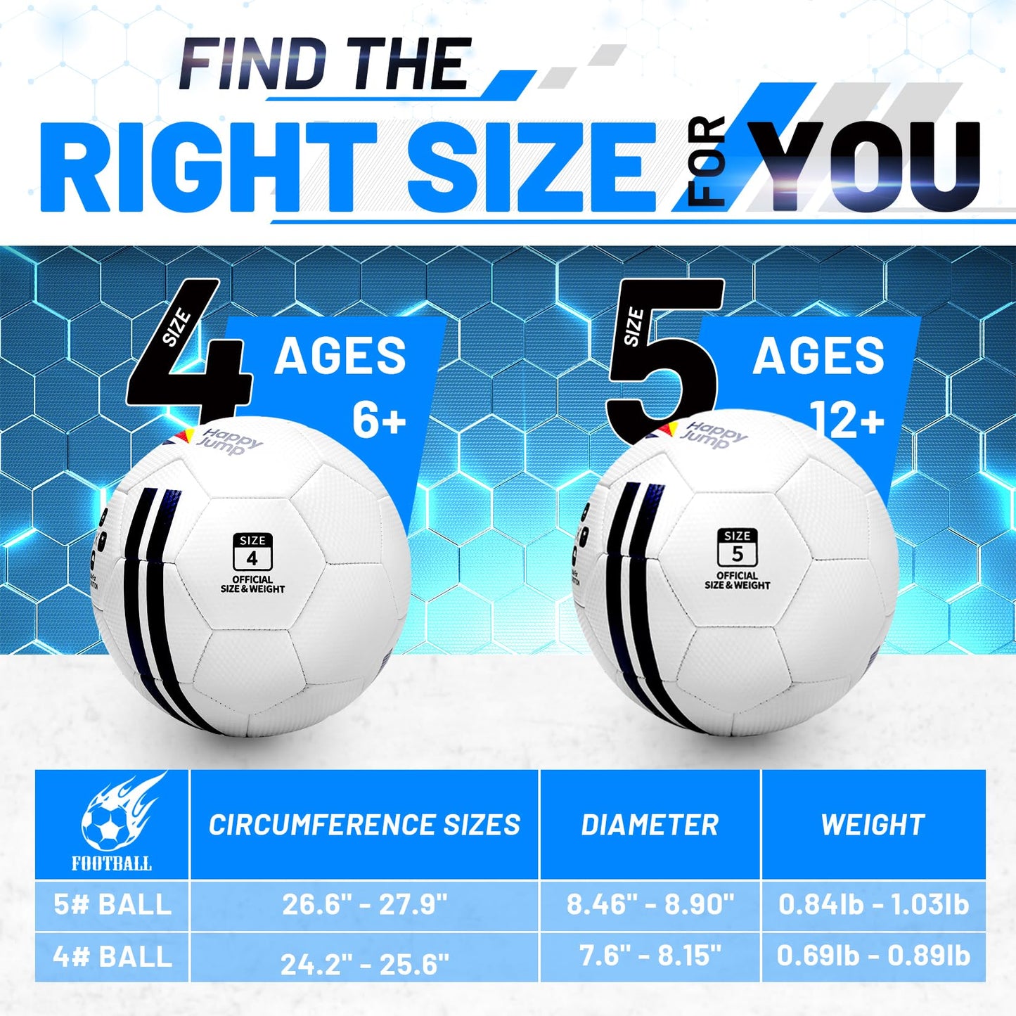 Happy Jump Soccer Ball Size 4 Size 5 for Youth Training