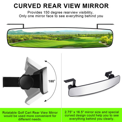 Happy Harbor 16.5" Golf Cart Rear View Mirror Fits for EZGO, Yamaha, Club Car