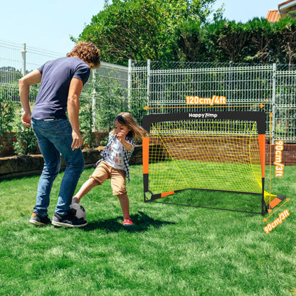 Happy Jump Soccer Goal 7'x5', 6.6‘x3.3', 5'x3.6', 4'x3', 3'x2.2' Soccer Net for Kids Backyard